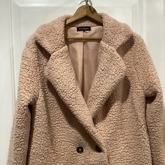 Pink Sherpa Blazer Coat - Picture 3 of 13